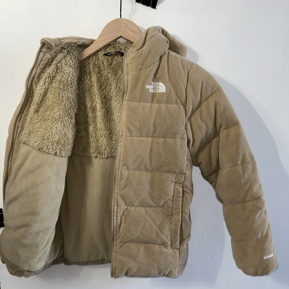 THE NORTH FACE GIRLS MOONDOGGY 2.0 550 DOWN HOODED Corduroy Coat Sz 10-12 Med